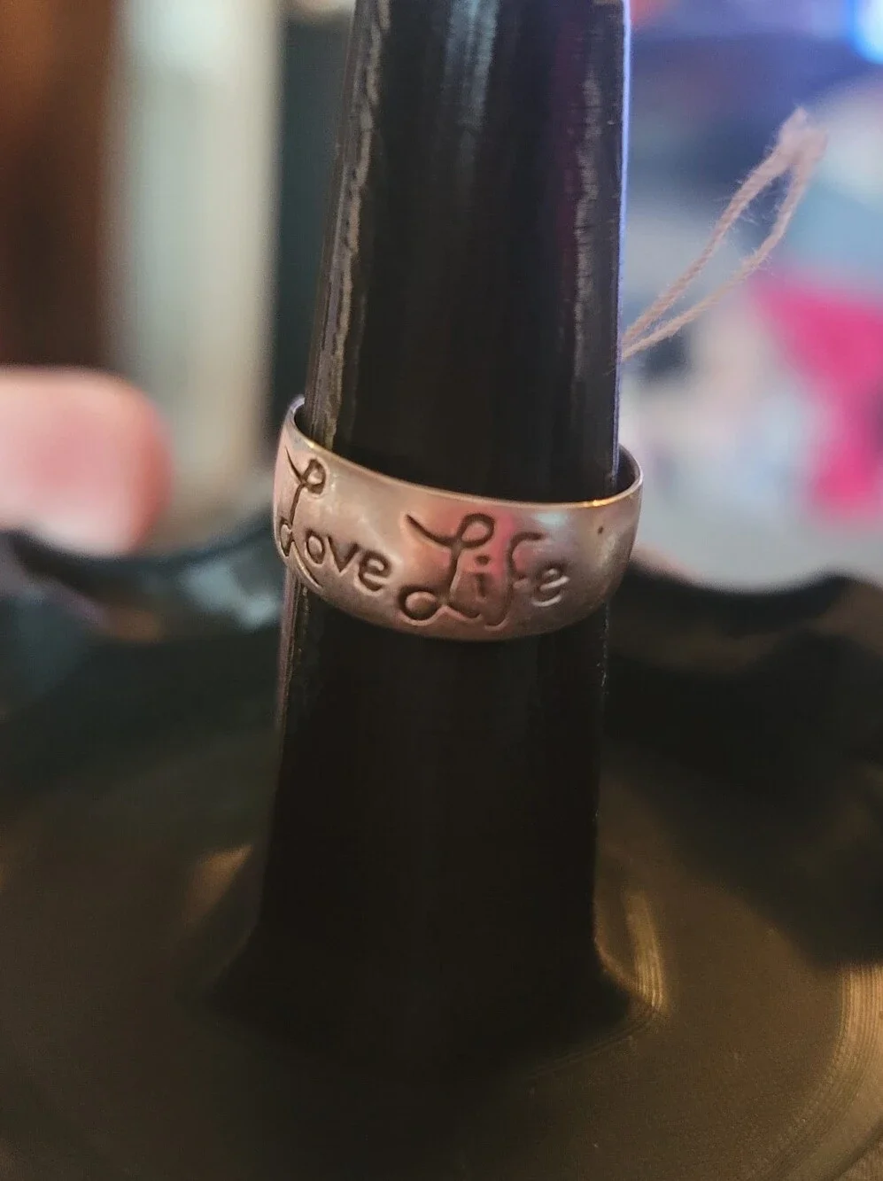 Love Life Ring Size 7.5 Silver Inspirational Script Wide Band